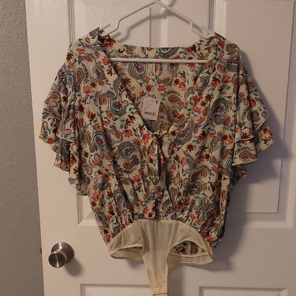 Free People Call Me Later Paisley Bodysuit Size Med NWT - Picture 3 of 6